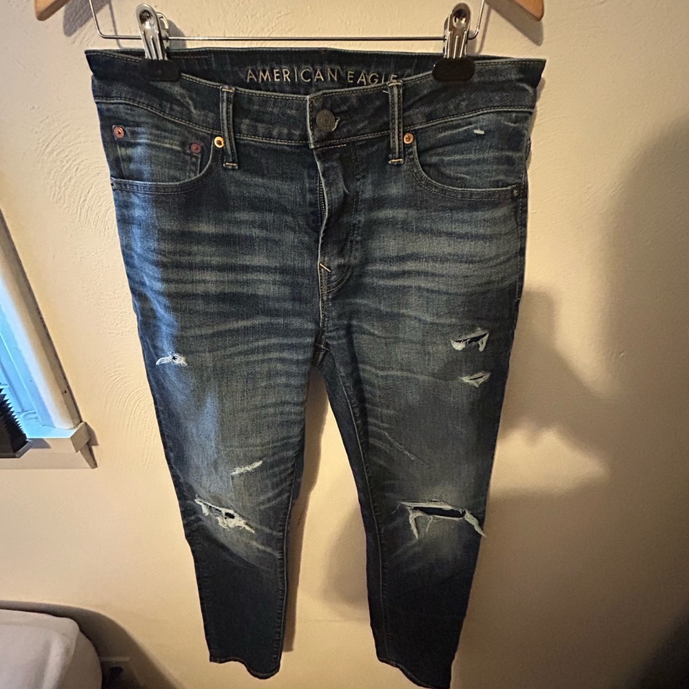 American Eagle Men’s Airflex+ Athletic Skinny Navy Blue Jeans. 32x32